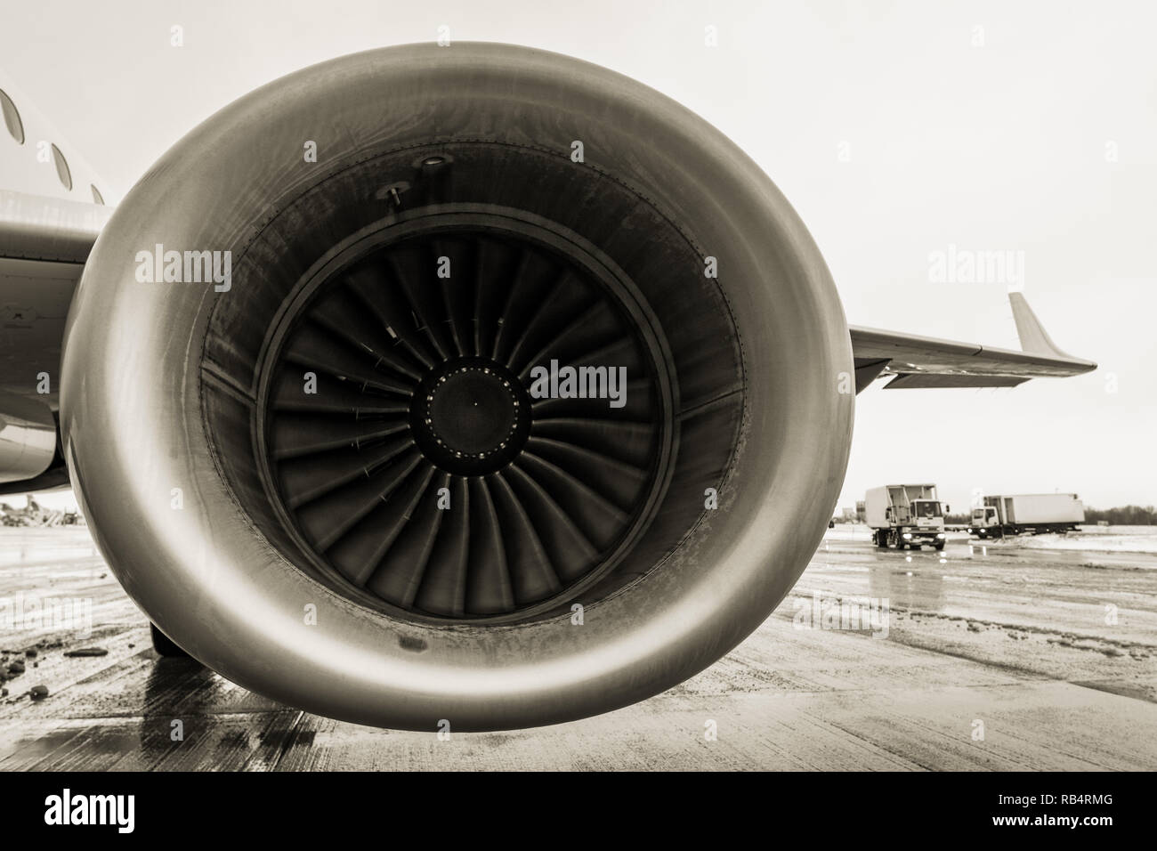 Airliner Jet Motoreinlass Stockfoto