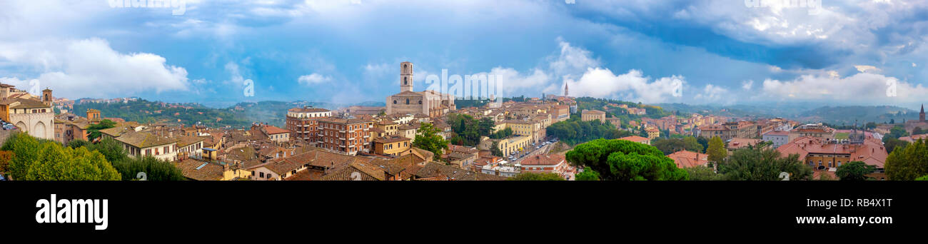 Blick auf Perugia von der Via Indipendenza, Perugia Italien Stockfoto