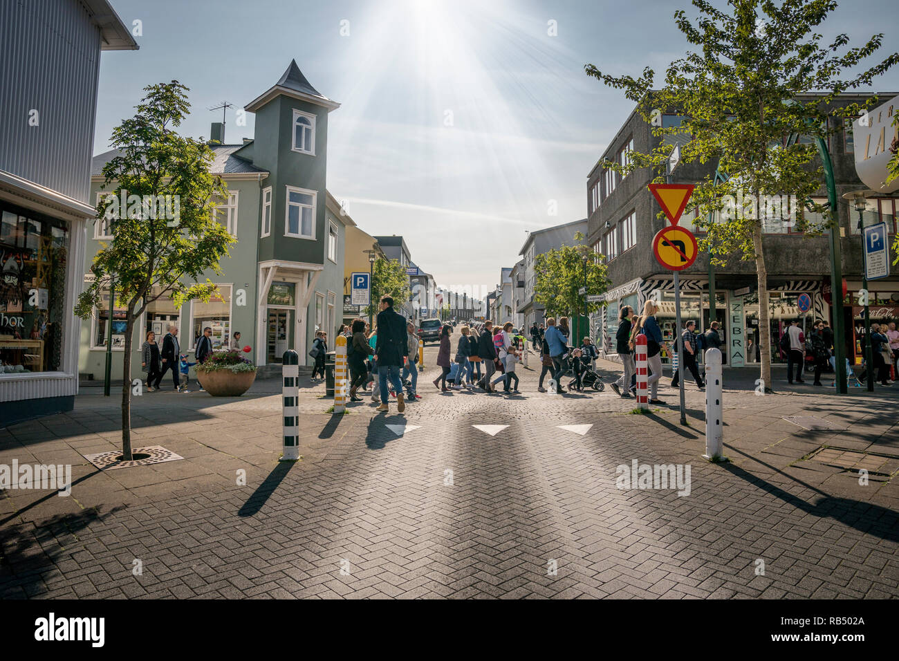 Street Scene, Sommerfest, kulturellen Tag, Reykjavik, Island Stockfoto