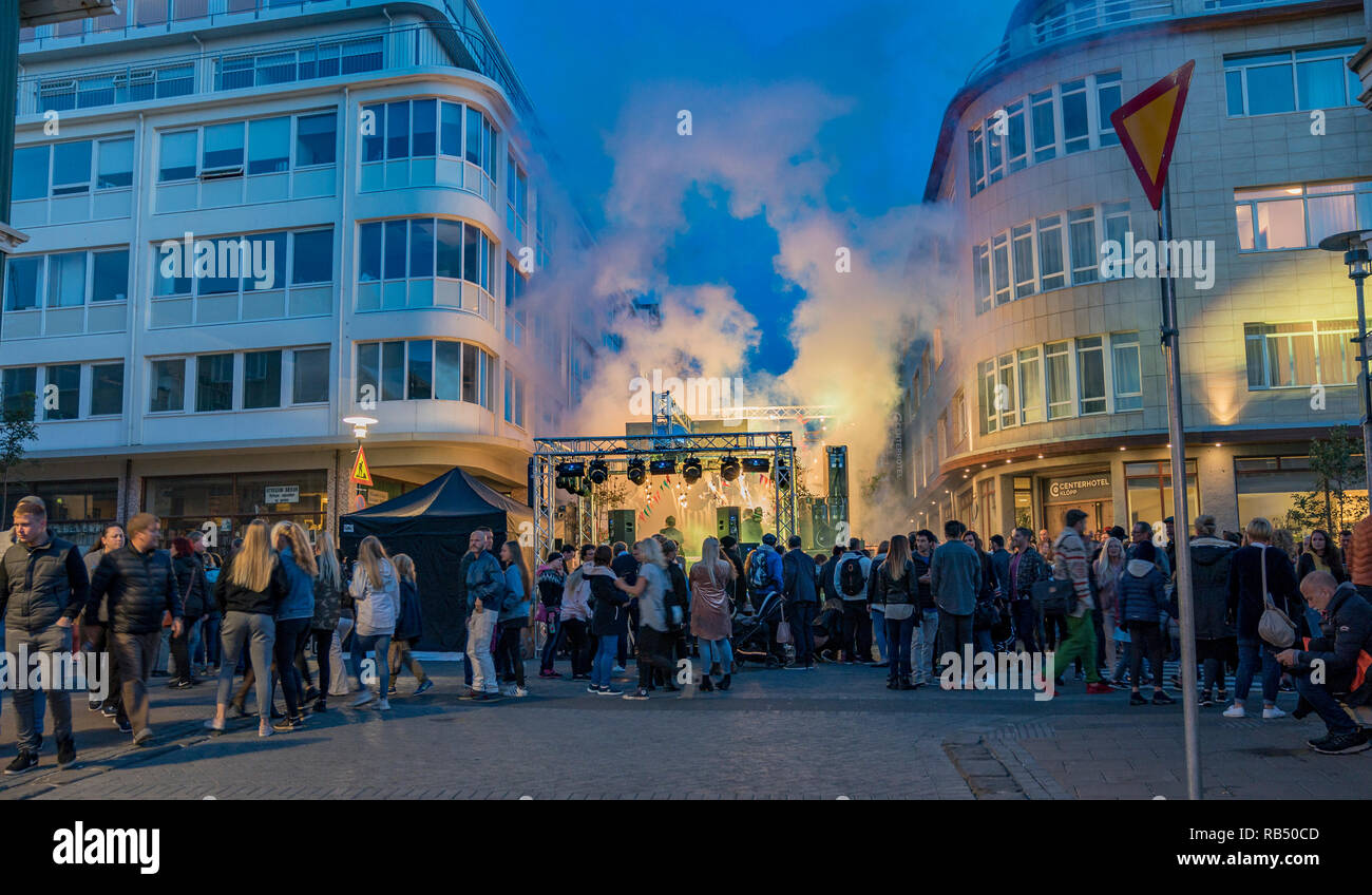 Konzerte, Sommerfest, kulturellen Tag, Reykjavik, Island Stockfoto