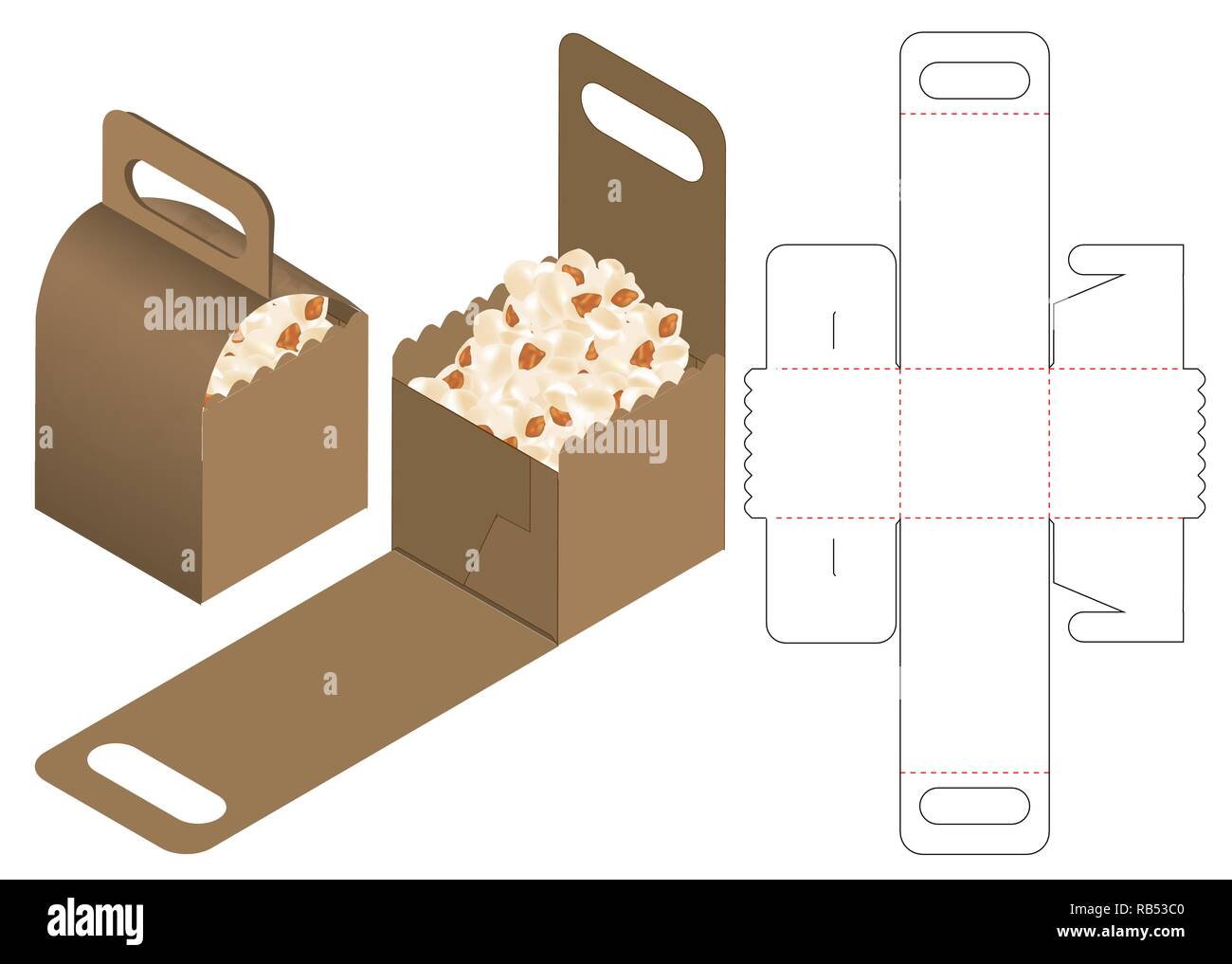 Paper bag Verpackung gestanzte und 3d-Tasche mockup Stock Vektor