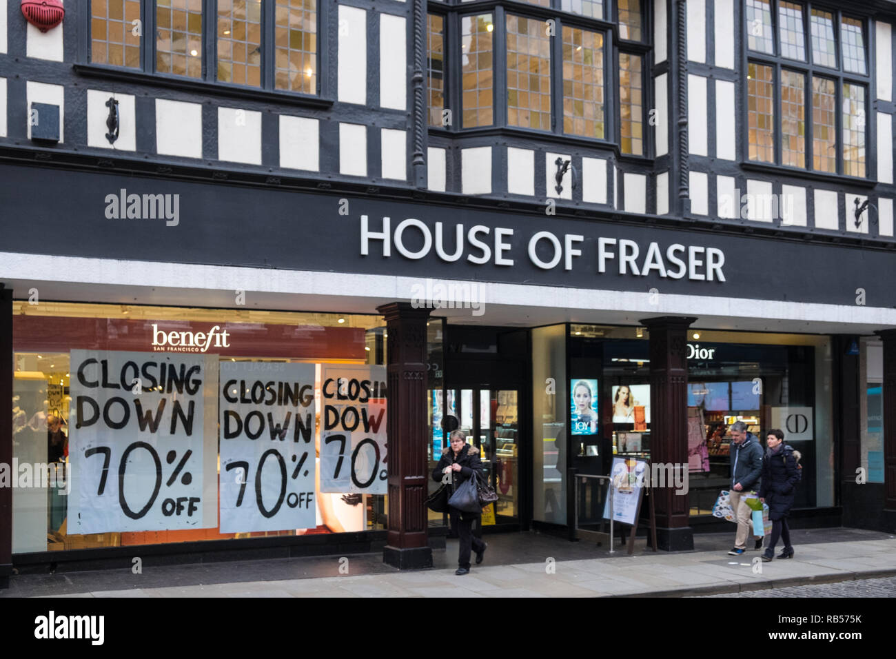 House of Fraser, schließen, unten, Verkauf, Mitte, der, Stadt, Stadt, Straße, Shrewsbury, Shropshire, Shrops, England, Vereinigtes Königreich, England, GB, Groß, Britannien, England, Europa, Stockfoto