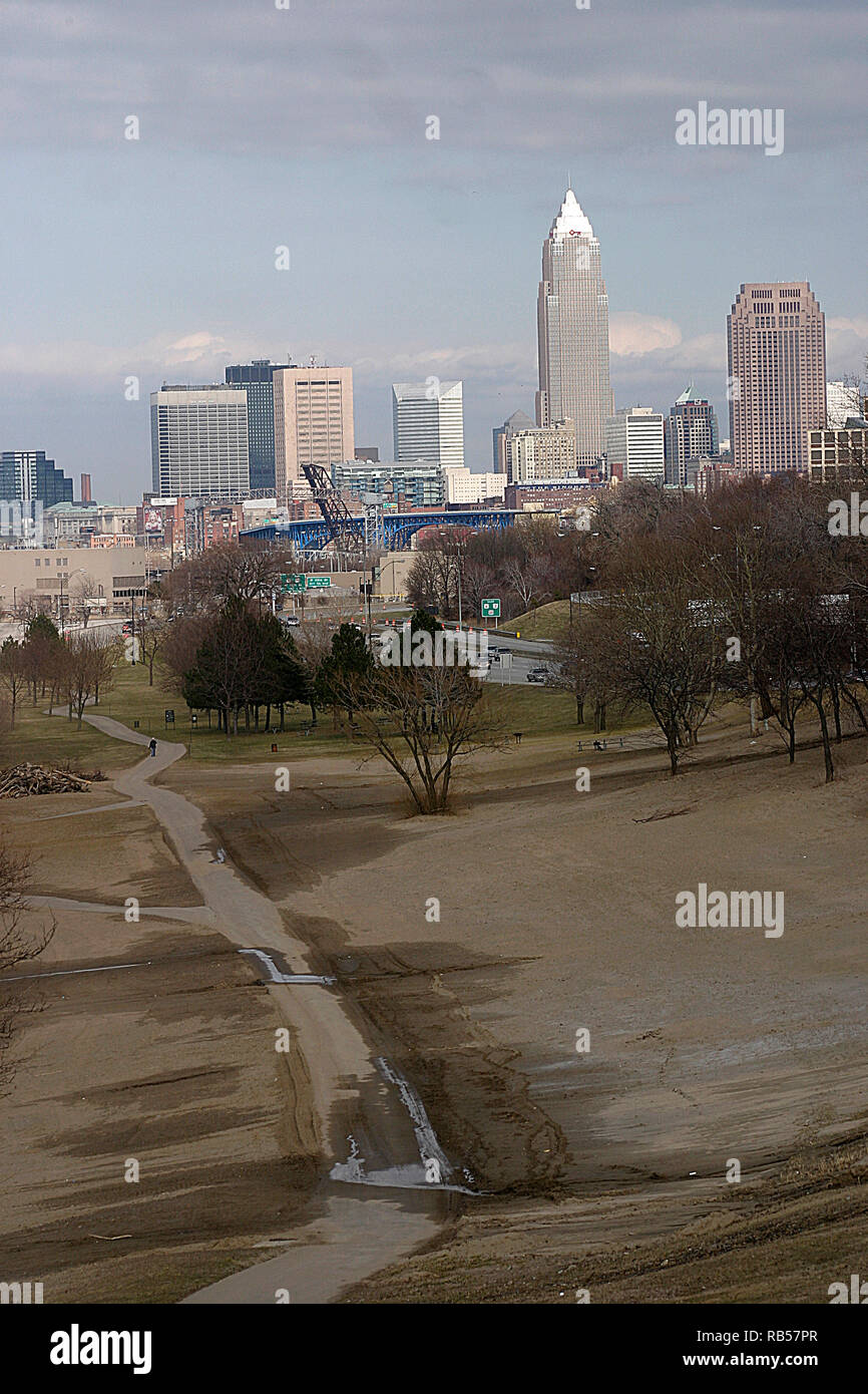 Edgewater Park in Cleveland, Ohio, mit Blick auf die downtown Wolkenkratzer im Hintergrund Stockfoto