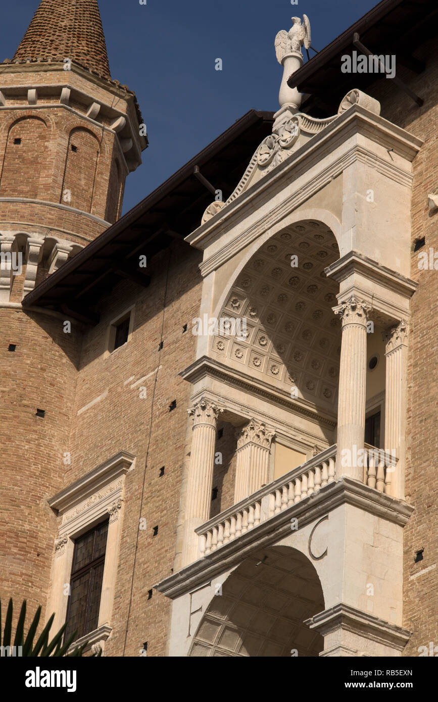 Urbino, Palazzo Ducale, Palazzo Ducale, Urbino, Marken, Italien Stockfoto