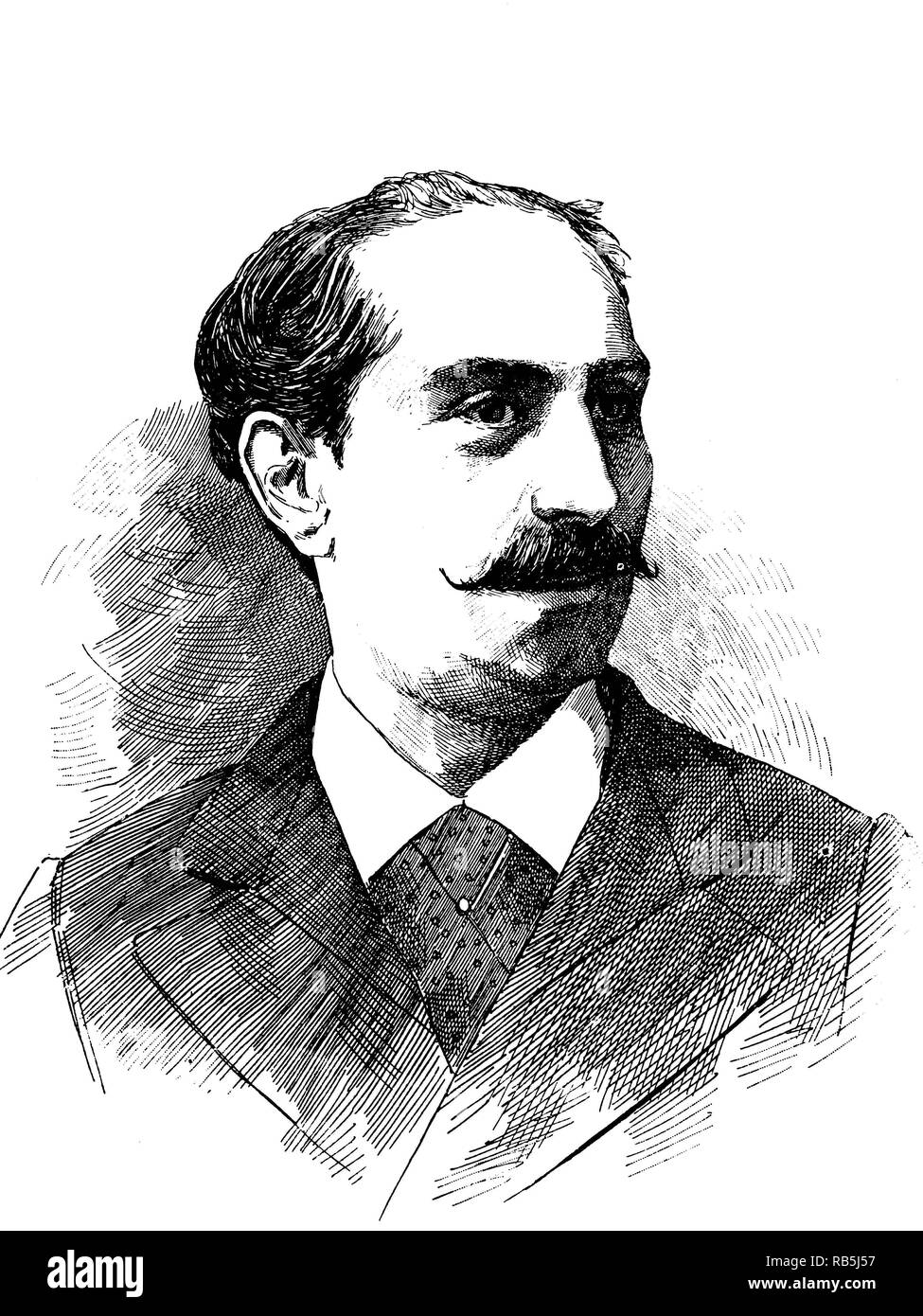 Prof. Giovanni Sbriglia, 1832-1916, Tenor, Sänger und Lehrer, historische Holzstich, 1890 Stockfoto