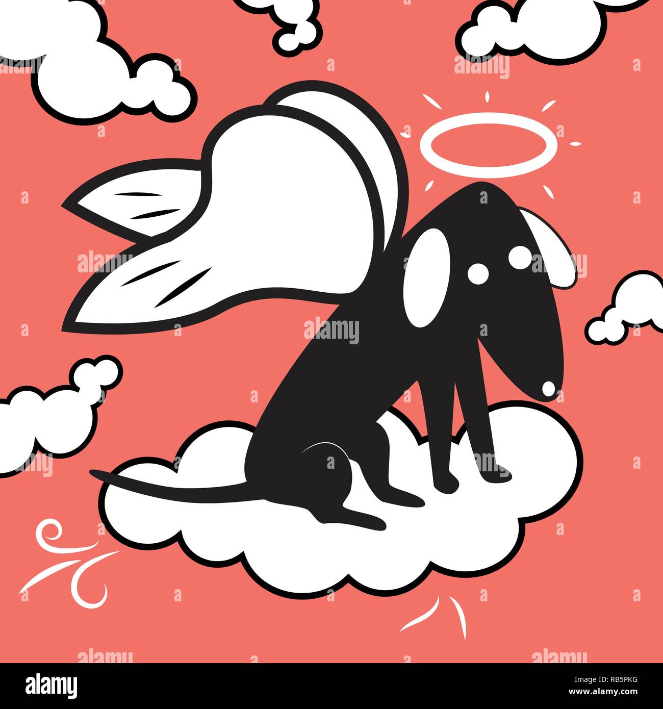 Nett und lustig Vektor Bild der Engel Hund sitzt auf einer Wolke Stock Vektor