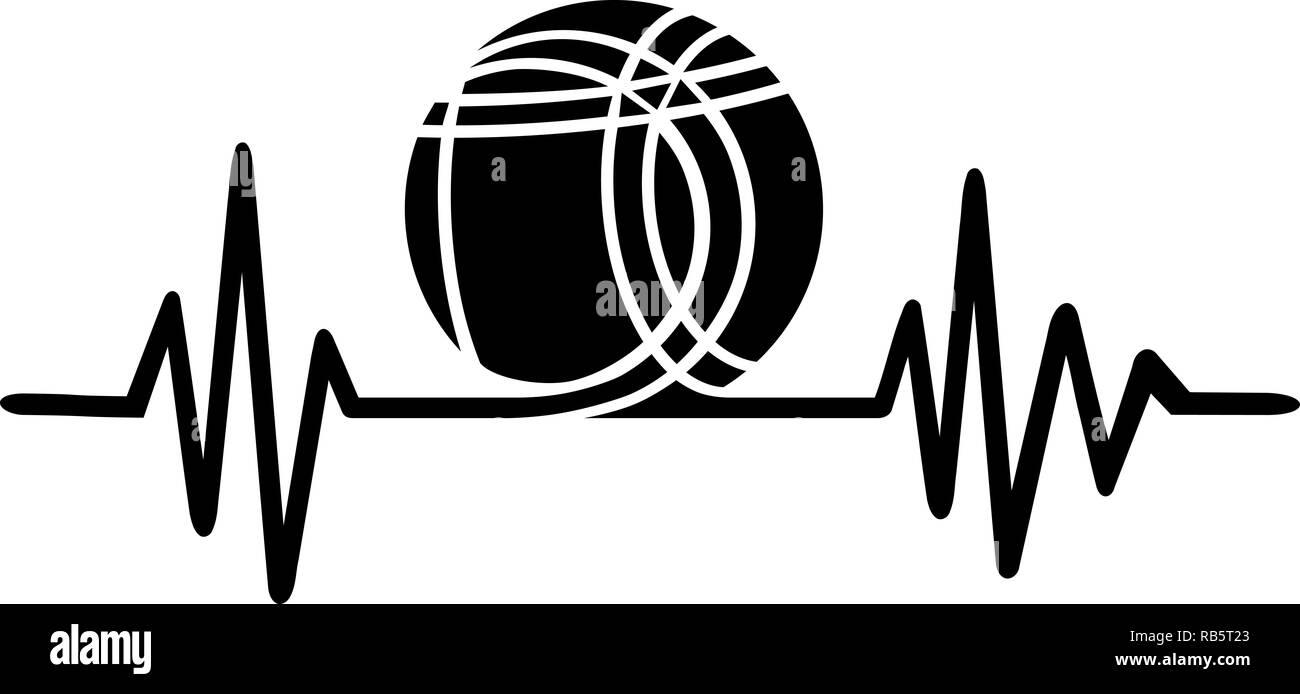 Heartbeat Puls mit Boccia und Boule Kugel Stockfoto