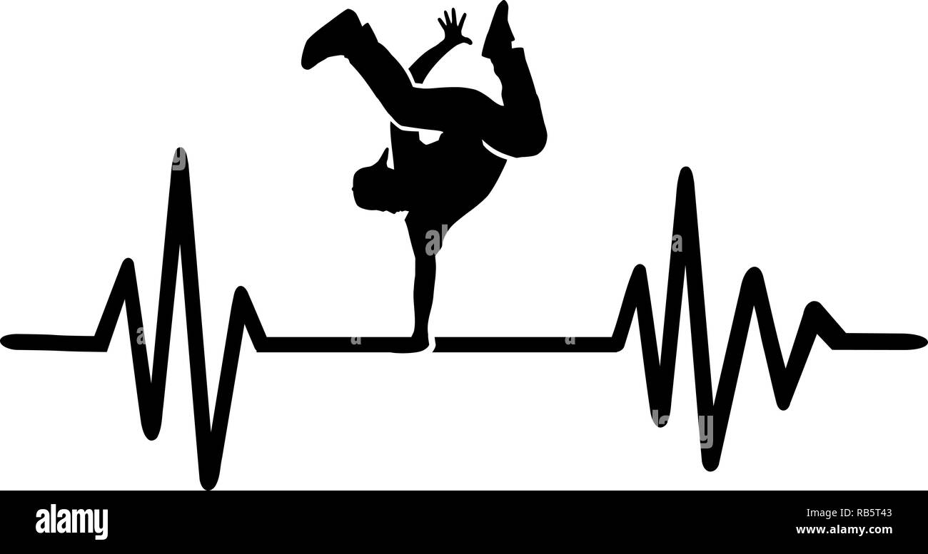 Heartbeat Puls mit breakdancer, Tanz und Wort Stockfoto