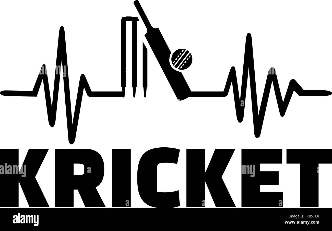 Heartbeat Puls mit Cricket Schläger und Ball Stockfoto