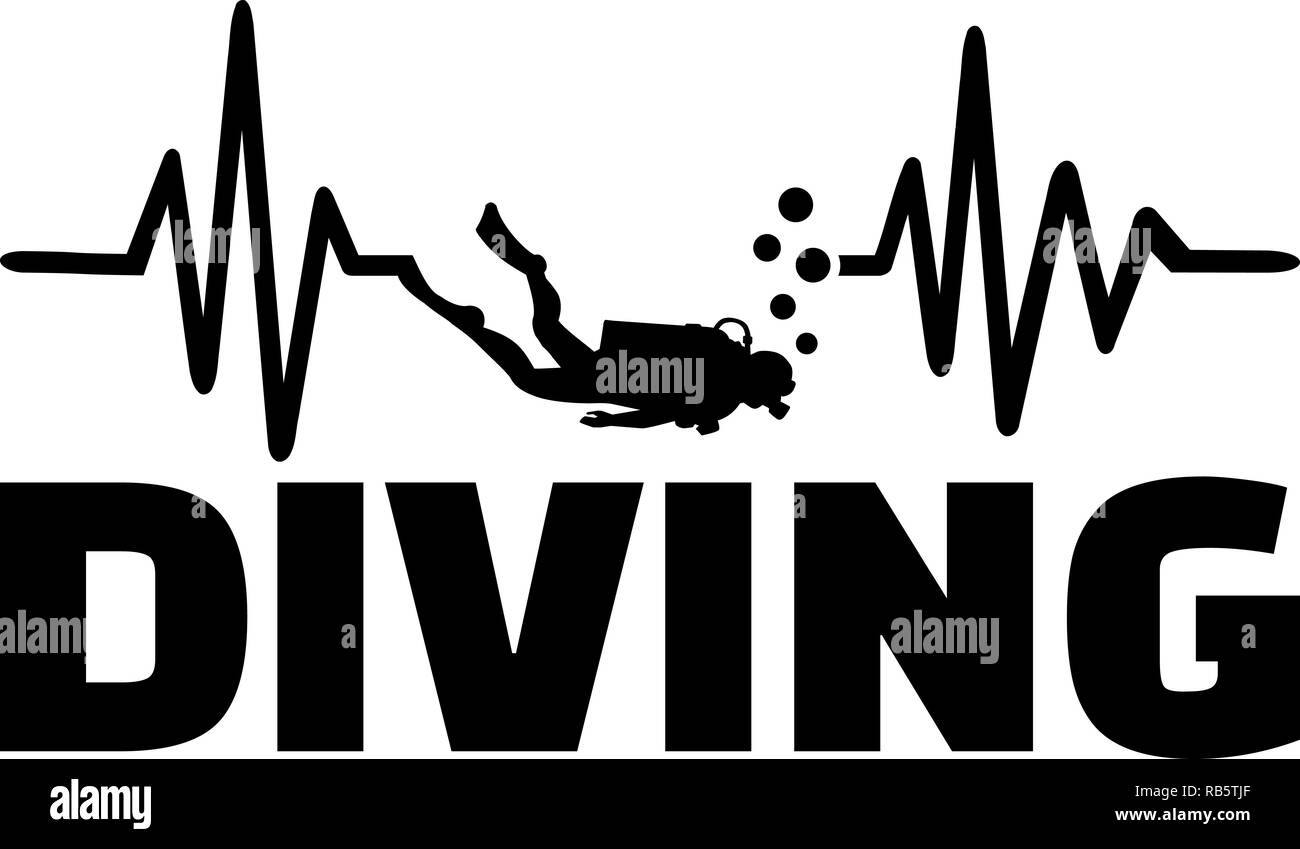 Heartbeat Puls mit Taucher mit Sauerstoff Zylinder Stockfoto