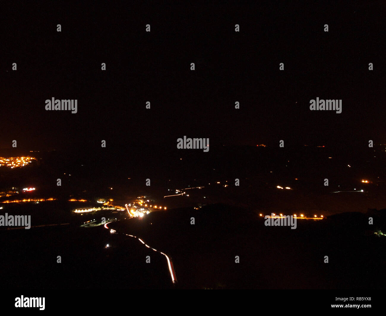 Nacht Blick auf die Landschaft, Enna, Sizilien Stockfoto