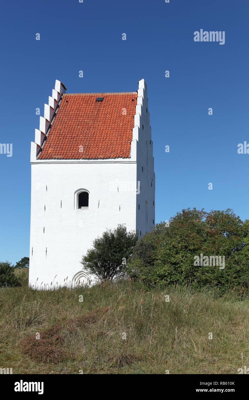 Der sand bedeckt Kirche in Skagen, Dänemark Stockfoto