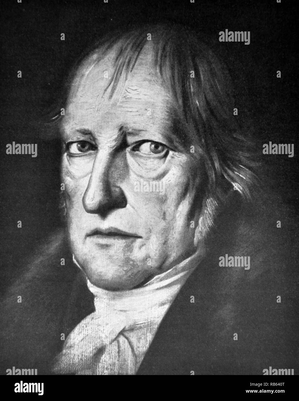 Georg Wilhelm Friedrich Hegel (1770-1831) war ein deutscher Philosoph und eine wichtige Figur im Deutschen Idealismus. Seine historistische und idealistische Konto der Wirklichkeit revolutionierte die Europäische Philosophie und war ein wichtiger Vorläufer zu den kontinentalen Philosophie und Marxismus Stockfoto