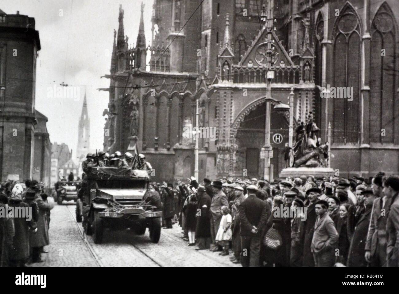 Feiern in Straßburg nach der Befreiung von der deutschen Besatzung im Zweiten Weltkrieg Stockfoto