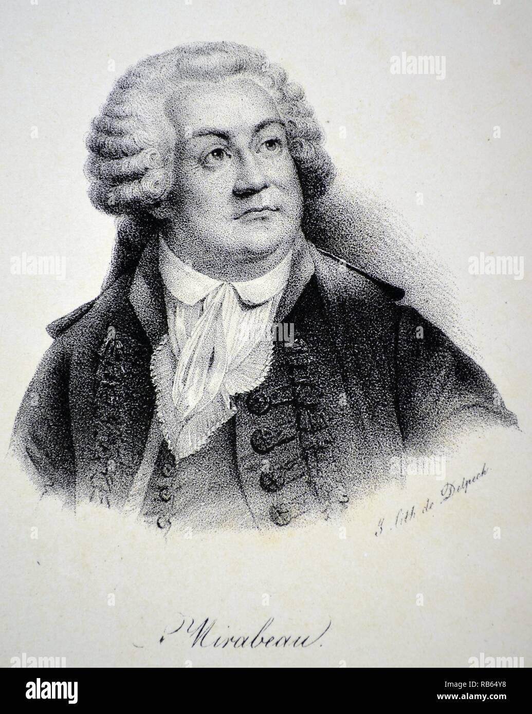 Honore Gabriel, Comte de Mirabeau (1749-1791) französische Revolutonary Schriftsteller, Politiker und Diplomat. Lithographie, Pa; Ris, c1840. Stockfoto