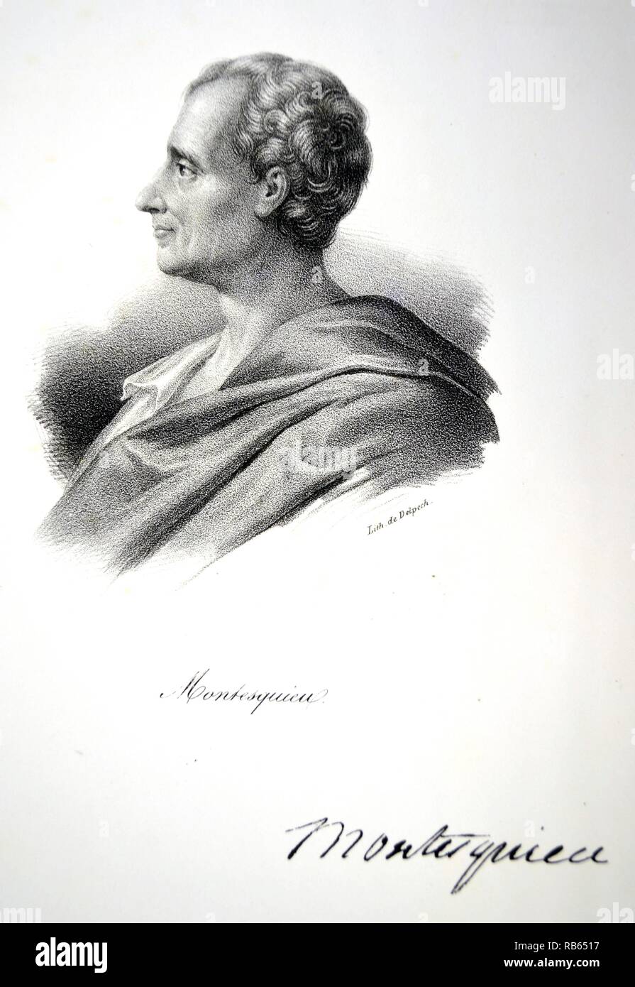 Montesquieu (1689-1755): Charles Louis de Secondat, Baron de La Brede et de Montesquieu, französischer Aufklärung politischer Denker. Lithographie, Paris, 1832. Stockfoto