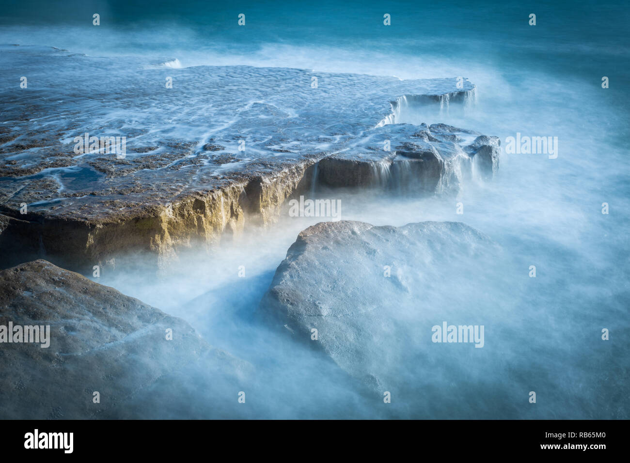 Lange Exposition, felsigen Küste, Dorset, in der Nähe von Portalnd Bill Dorset UK Stockfoto