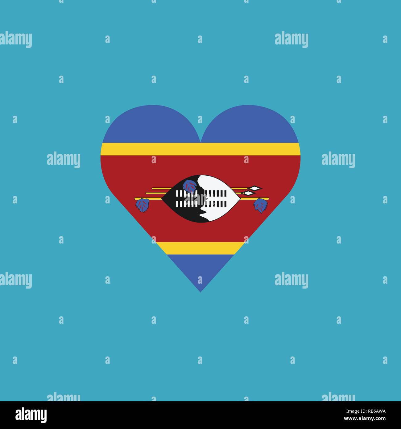 Swasiland Flagge Symbol in Form eines Herzens in flacher Ausführung. Tag der Unabhängigkeit oder der nationalen Feiertag Konzept. Stock Vektor