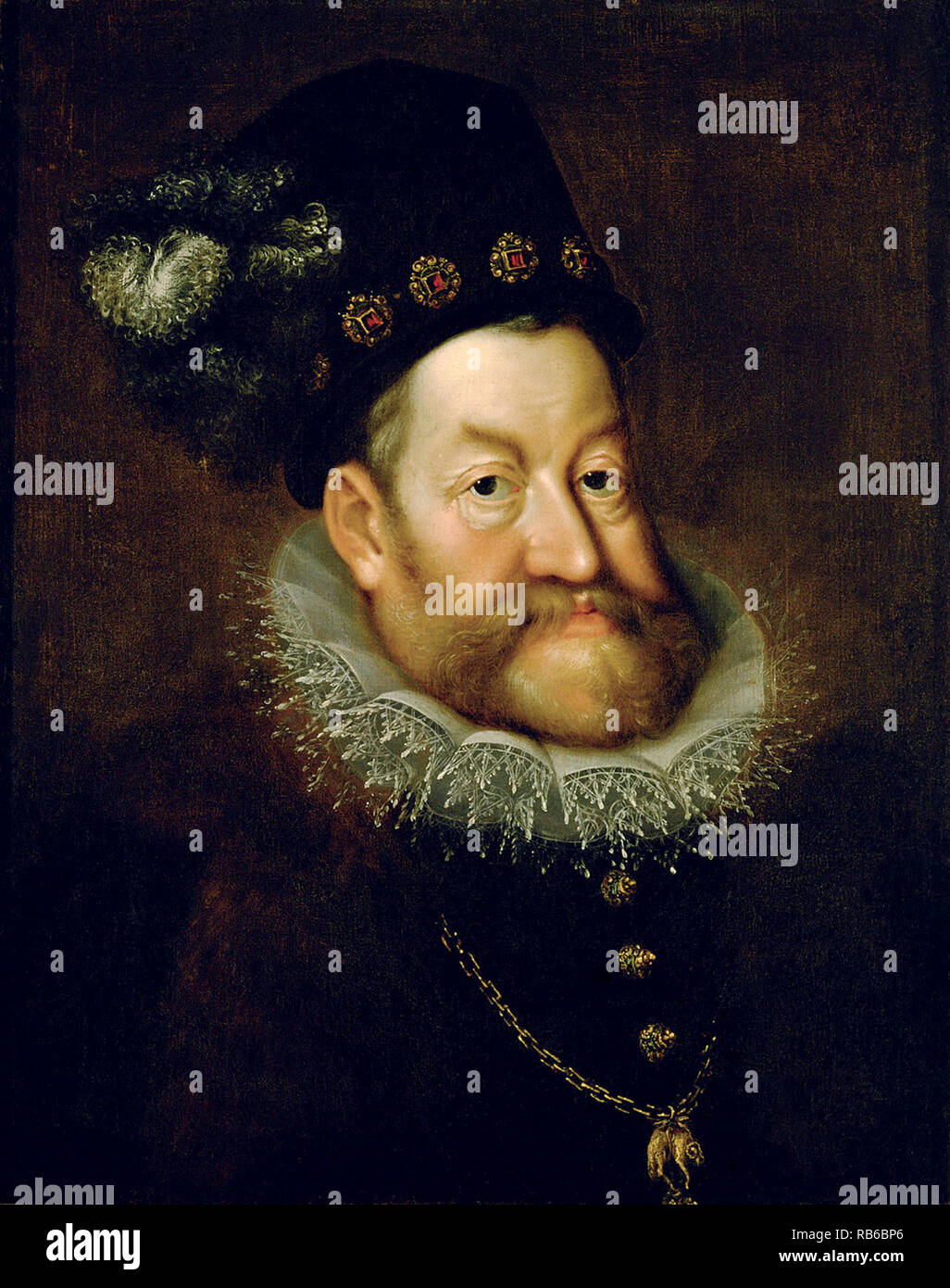Rudolf II (1552-1612) Kaiser des Heiligen Römischen Reiches, König von Ungarn und Kroatien (wie Rudolf I, 1572-1608), König von Böhmen (1575-1608/1611) und Erzherzog von Österreich (1576-1608). Er war ein Mitglied des Hauses Habsburg. Stockfoto