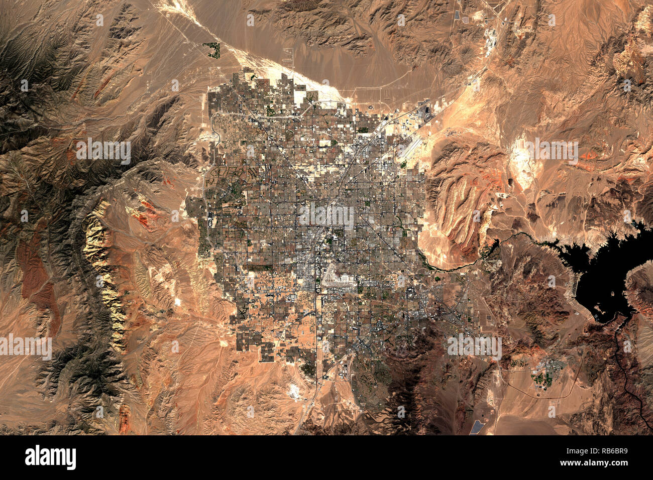 Hochauflösende Satelliten Bild von Las Vegas in Nevada/USA - enthält geänderte Copernicus Sentinel Data [2018] Stockfoto