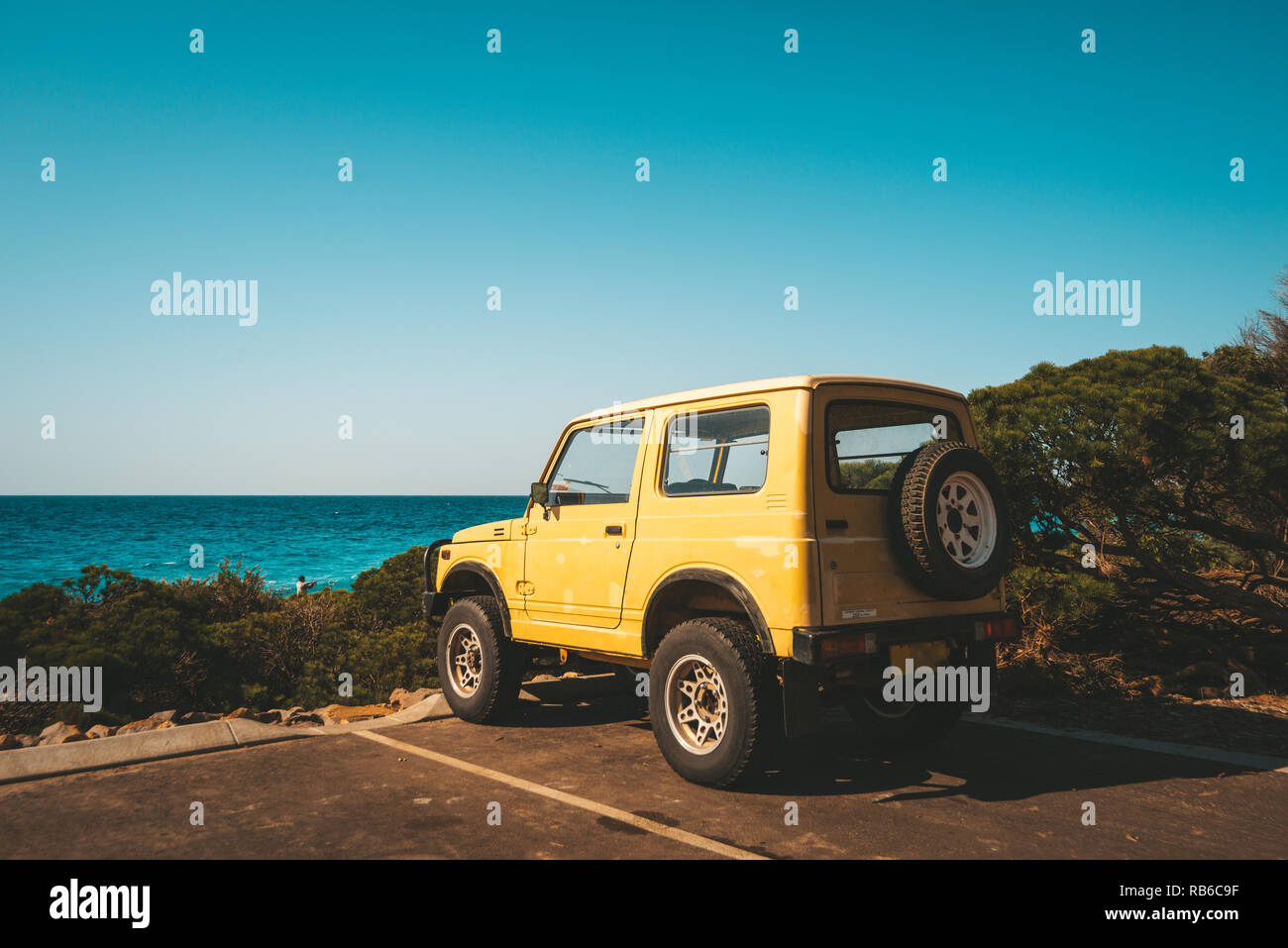 Eagle Bay Strand Parkplatz während Straße Auslösung durch South West Australia Stockfoto