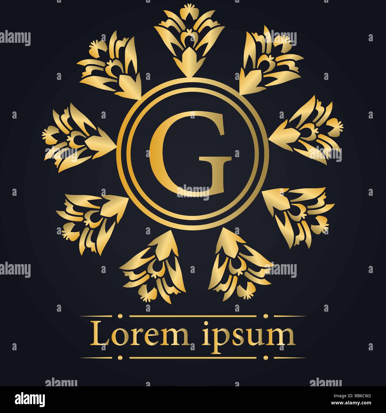 Buchstabe G Golden Monogramm Stock Vektor