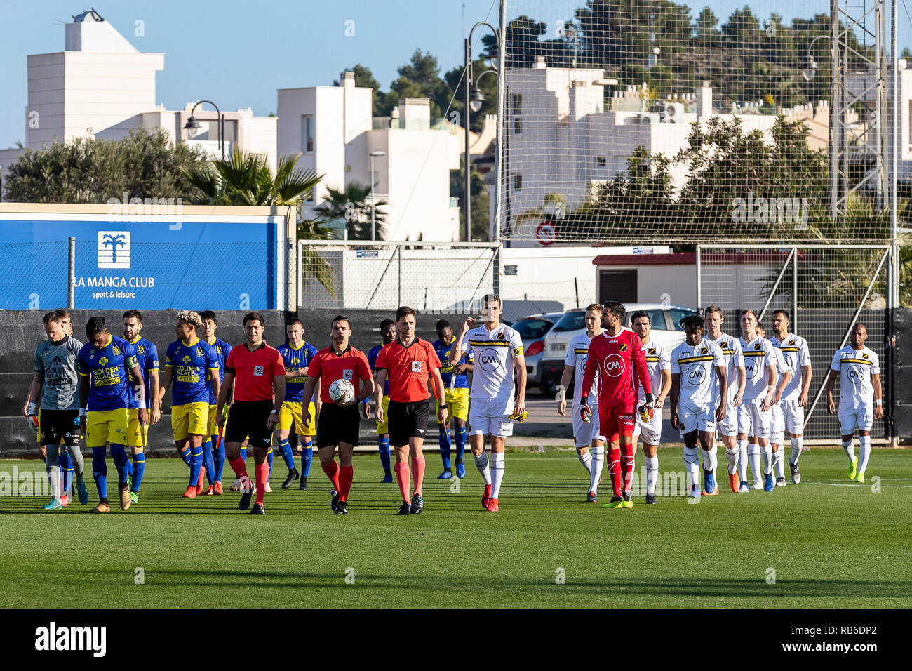 LA MANGA, Spanje, 07-01-2019, Fußball, La Manga Club Resort, niederländischen Eredivisie, Saison 2018/2019, Spieler auf dem Feld, während der Test Match NAC-Sint-Truiden, Stockfoto