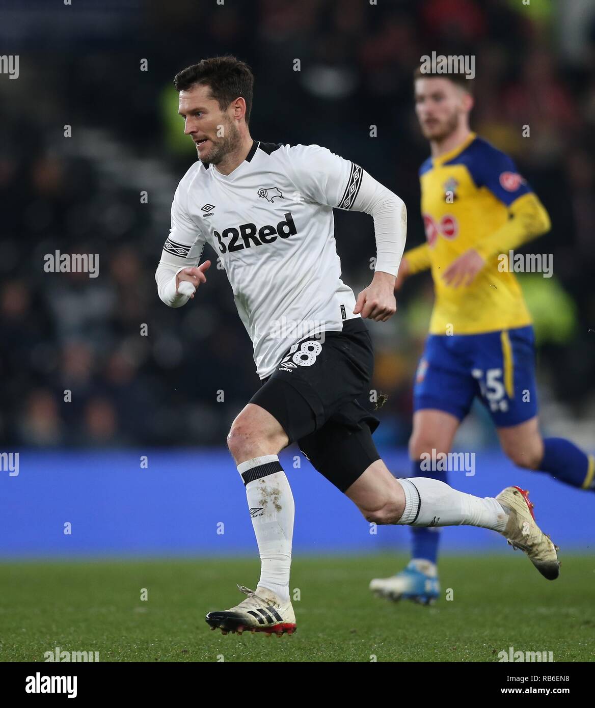 DAVID NUGENT, Derby County FC, DERBY COUNTY V SOUTHAMPTON, die Emirate FA Cup 3. Runde, 2019 Stockfoto