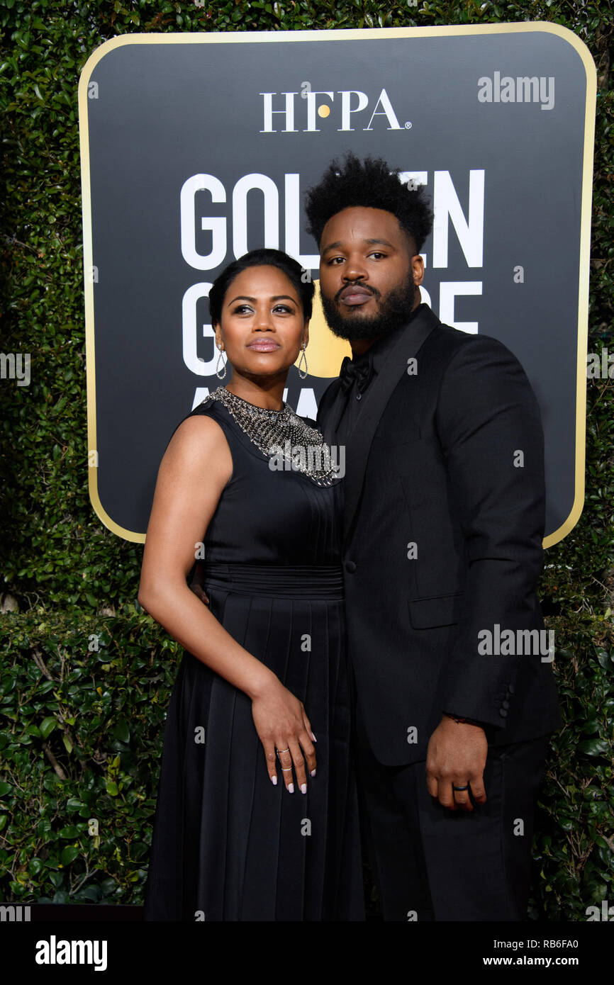 Beverly Hills, USA. 06 Jan, 2019. Golden Globe nominierte Ryan Coogler und Zinzi Evans nehmen an der 76. jährlichen Golden Globe Awards im Beverly Hilton in Beverly Hills, CA am Sonntag, 6. Januar 2019. Credit: PictureLux/Hollywood Archiv/Alamy leben Nachrichten Stockfoto