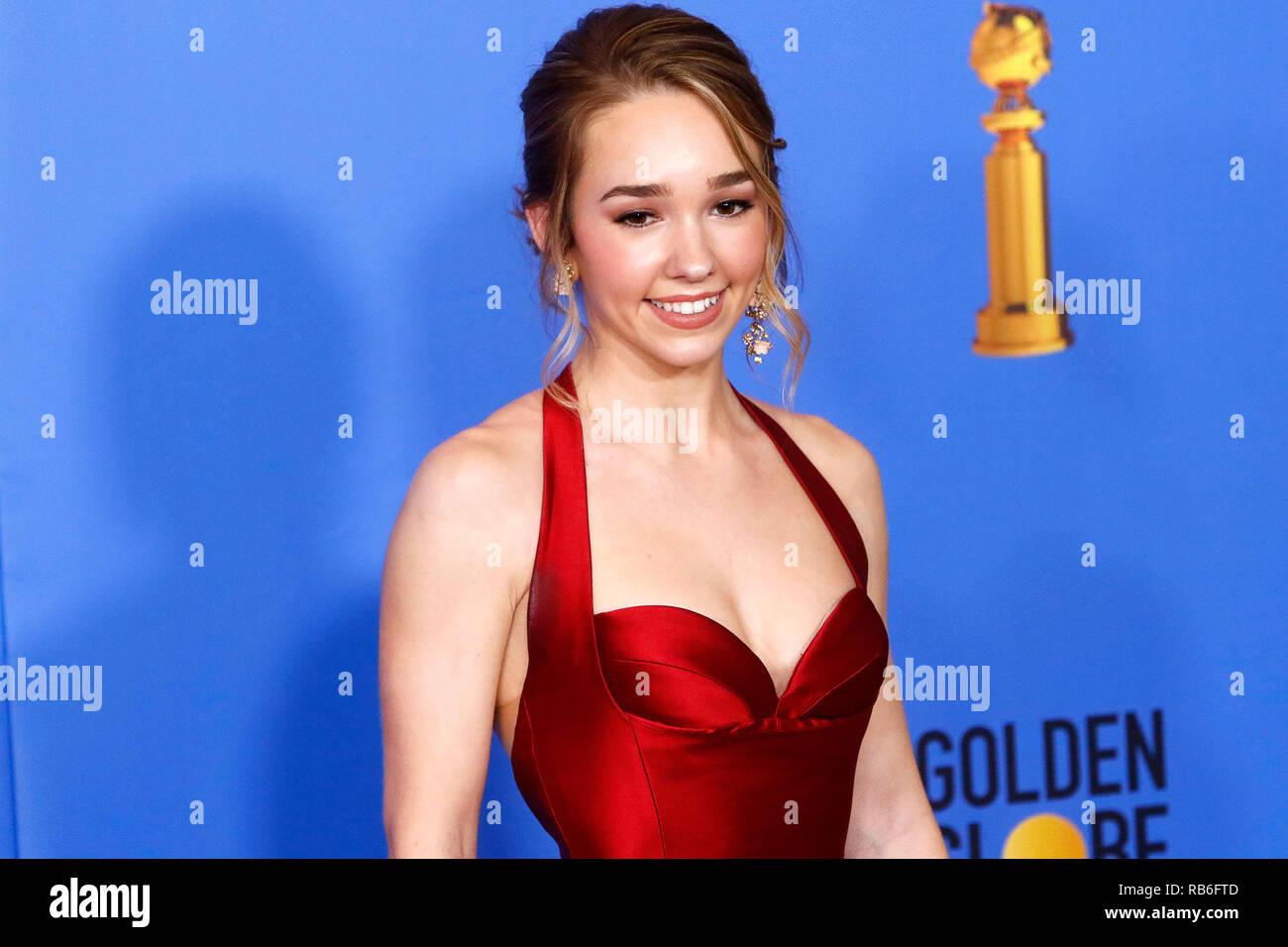 Beverly Hills, USA. 06 Jan, 2019. Holly Taylor stellt in der Presse Zimmer auf der 76. jährlichen Golden Globe Awards im Beverly Hilton Hotel am 6. Januar 2019 statt. Credit: Geisler-Fotopress GmbH/Alamy leben Nachrichten Stockfoto