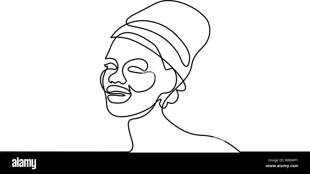 Kontinuierliche eine Linie zeichnen. Abstrakte Porträt der hübsche junge Frau Afrikanische ethnicitiy. Vector Illustration Stock Vektor