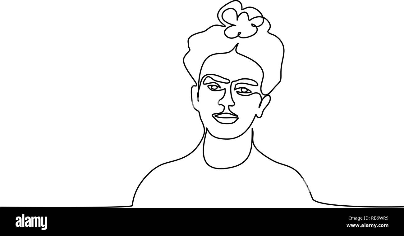Kontinuierliche eine Linie zeichnen. Abstrakte Porträt der hübsche junge Frau der mexikanischen Nationalität. Vector Illustration Stock Vektor