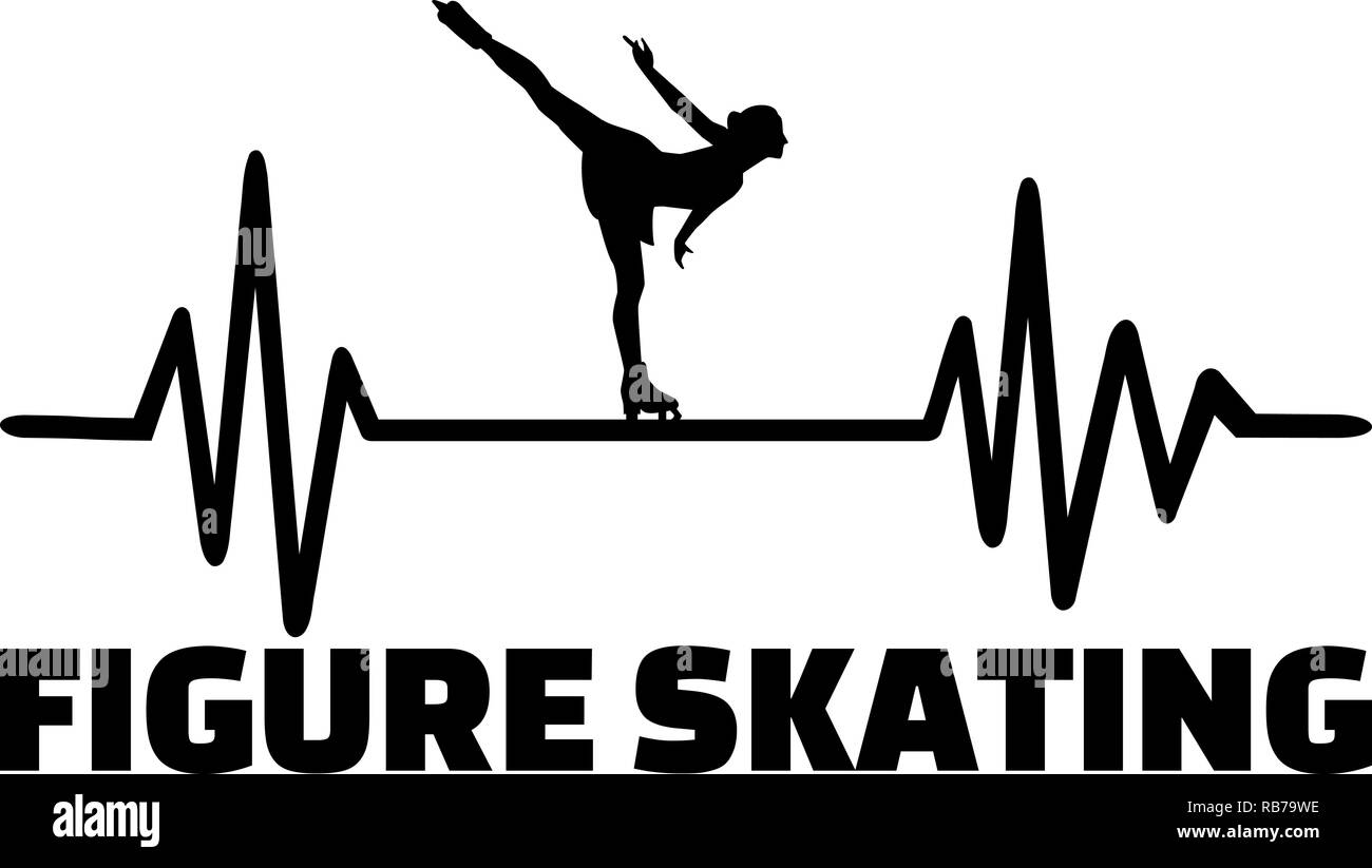 Heartbeat Puls mit weiblichen Figur Skater auf Eis Stockfoto