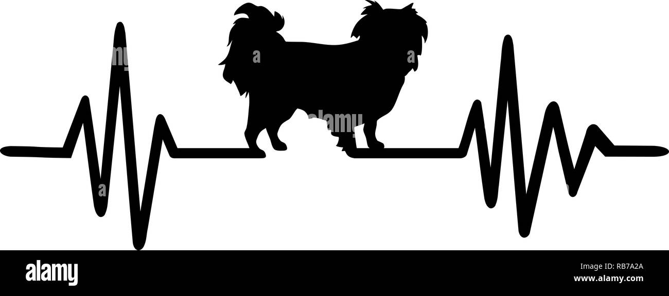 Heartbeat Puls mit japanischen Kinn Hund Silhouette Stockfoto