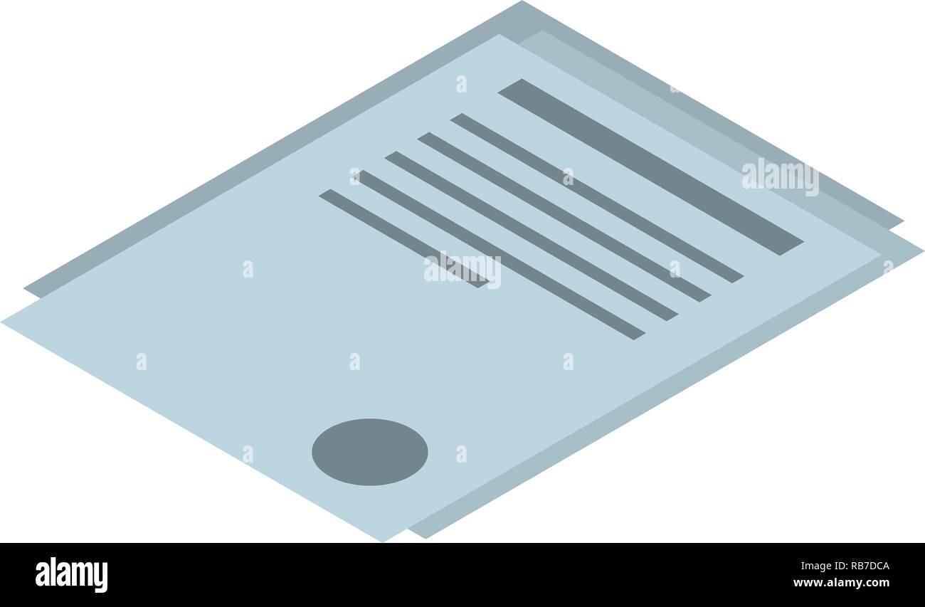 Office Symbol Papier, isometrische Stil Stock Vektor