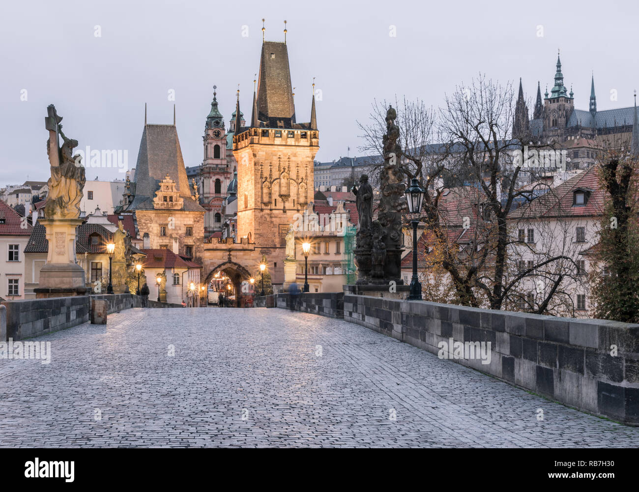 Charles Brücke am frühen Morgen, Prag, Tschechische Republik. Stockfoto