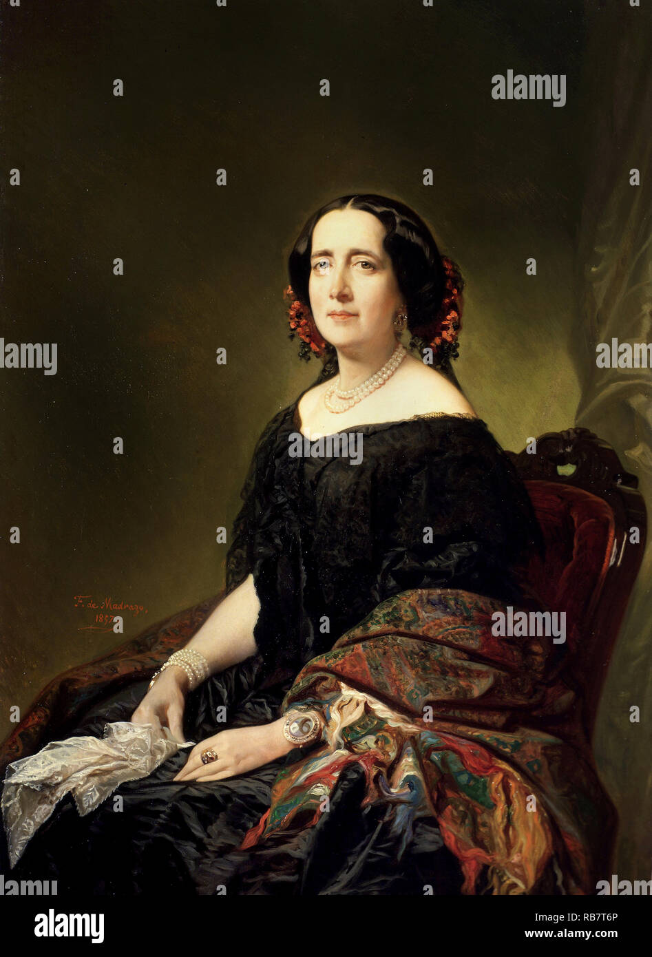 Federico de Madrazo y Kuntz, Gertrudis Gomez de Avellaneda 1857 Öl auf Leinwand, Museo Lázaro Galdiano, Madrid, Spanien. Stockfoto