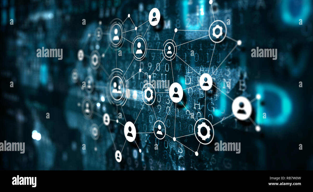 Soziale Kommunikation und Vernetzung. Mixed Media Stockfoto