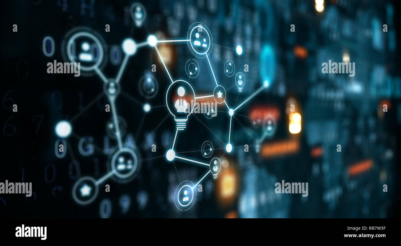 Soziale Kommunikation und Vernetzung. Mixed Media Stockfoto