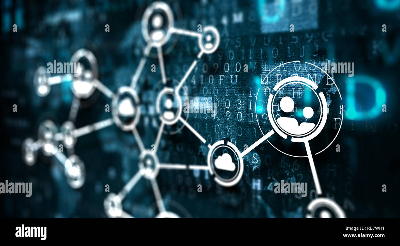 Soziale Kommunikation und Vernetzung. Mixed Media Stockfoto