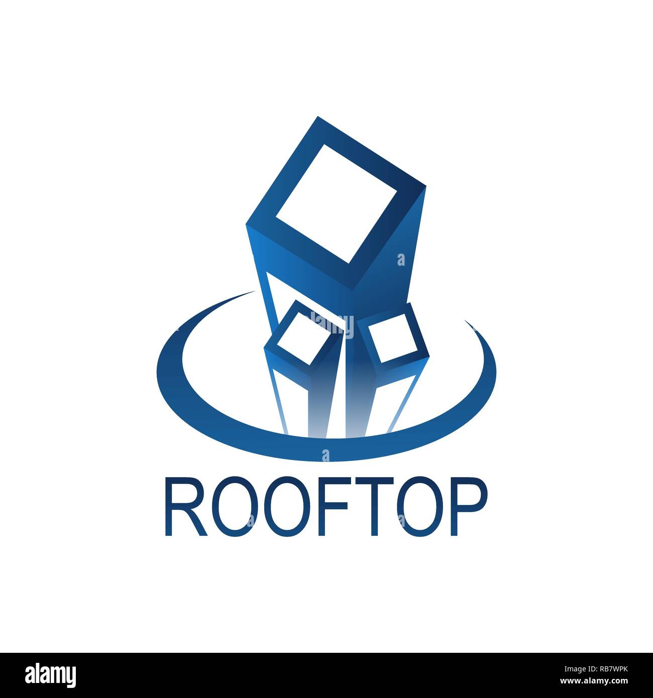 Roof Top logo Konzept Design vorlage Idee in blauer Farbe Stock Vektor