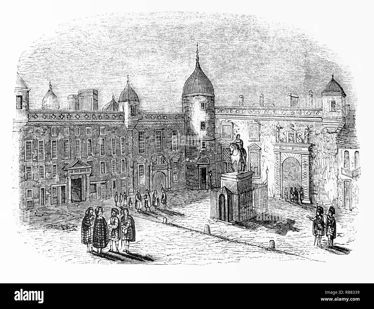 Das Parlament in Edinburgh, Schottland, war die Heimat der pre-Union Parlament von Schottland, und befindet sich in der Altstadt, nur wenige Schritte von der Royal Mile entfernt, neben der St Giles Kathedrale. Es war im Jahre 1639 mit der Gestaltung von James Murray abgeschlossen. Nach dem Akt der Union 1707, das Parlament von Schottland war unterbrochen, und das Gebäude nicht mehr für ihre ursprüngliche Funktion genutzt werden. Die Halle war für die Sitzung der Gerichte verwendet, aber in letzter Zeit hat sich der Restaurierung wurde und jetzt bleibt offen als ein Ort der Begegnung für Rechtsanwälte. Stockfoto