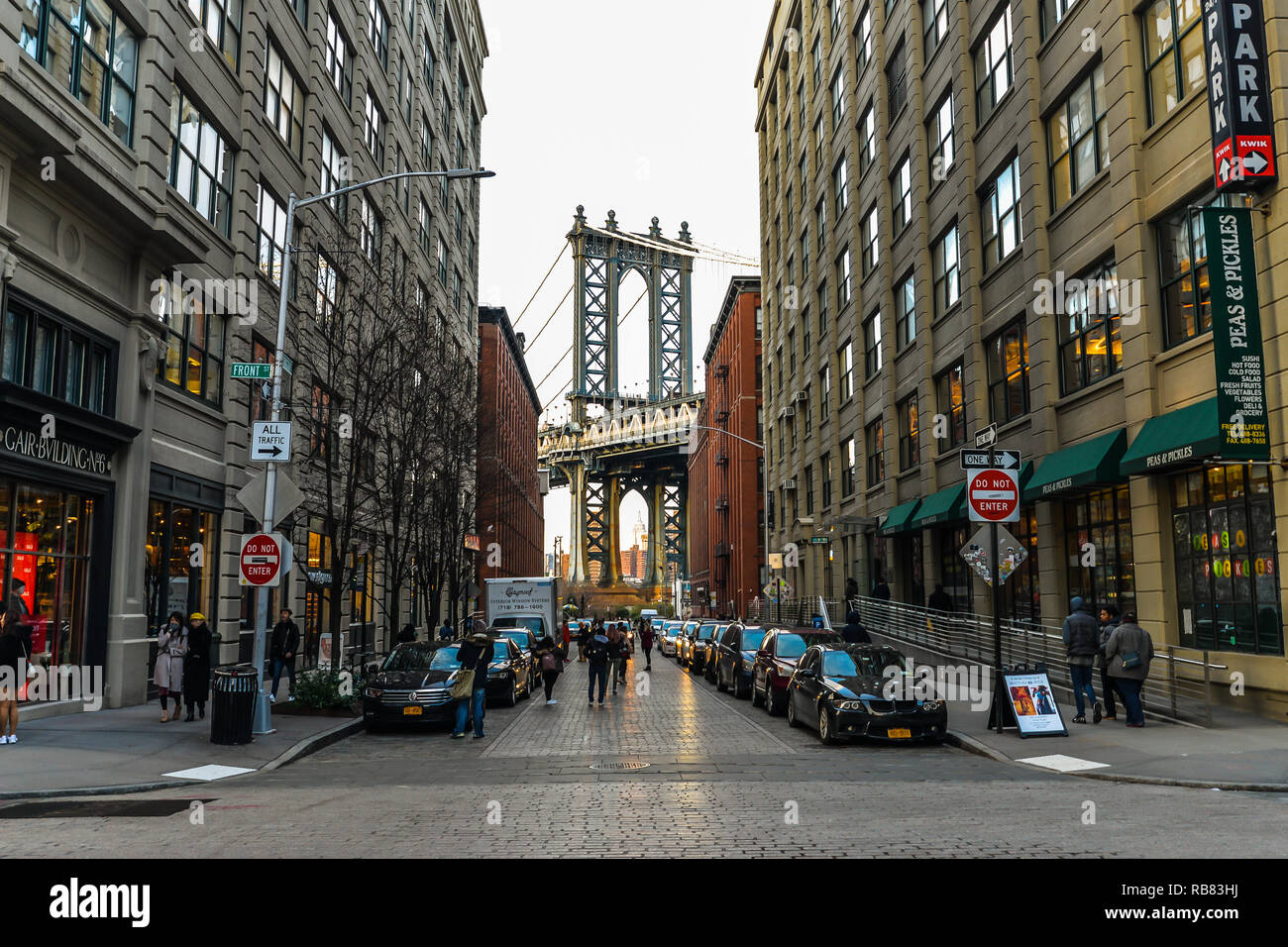 New York/USA - 1/3/18 - Die ikonische Brücke, Manhattan und Brooklyn Stockfoto