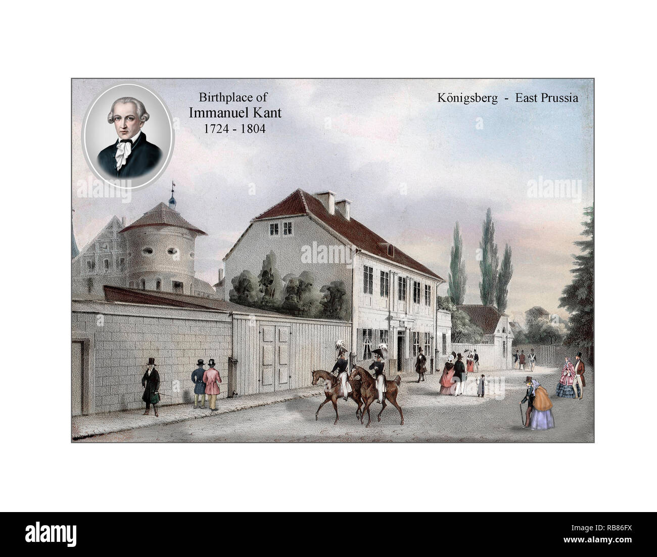 Geburtsort von Immanuel Kant Abbildung aus einer früheren Gravur mit Zusätzen gereinigt und neu eingestellt Stockfoto