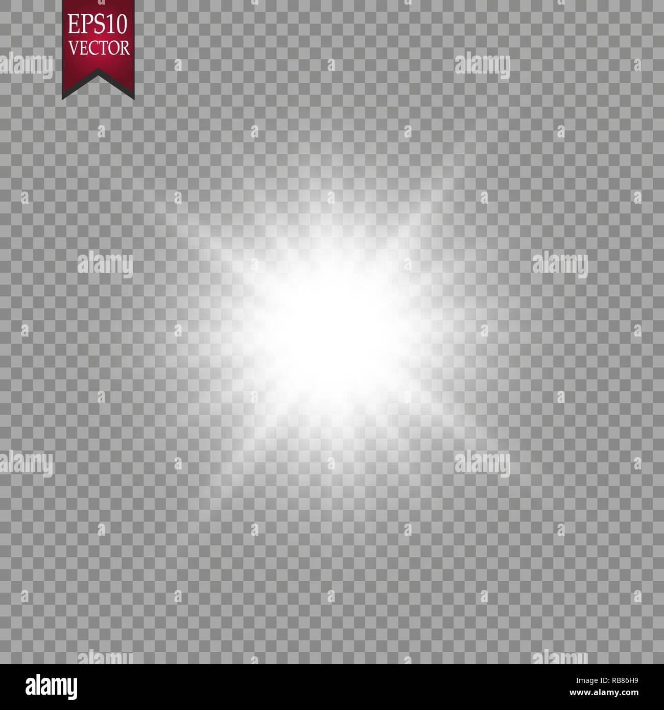 Hellen Leuchteffekt. Starburst mit funkelt auf transparenten Hintergrund. Vektor-Illustration. Sonne Stock Vektor