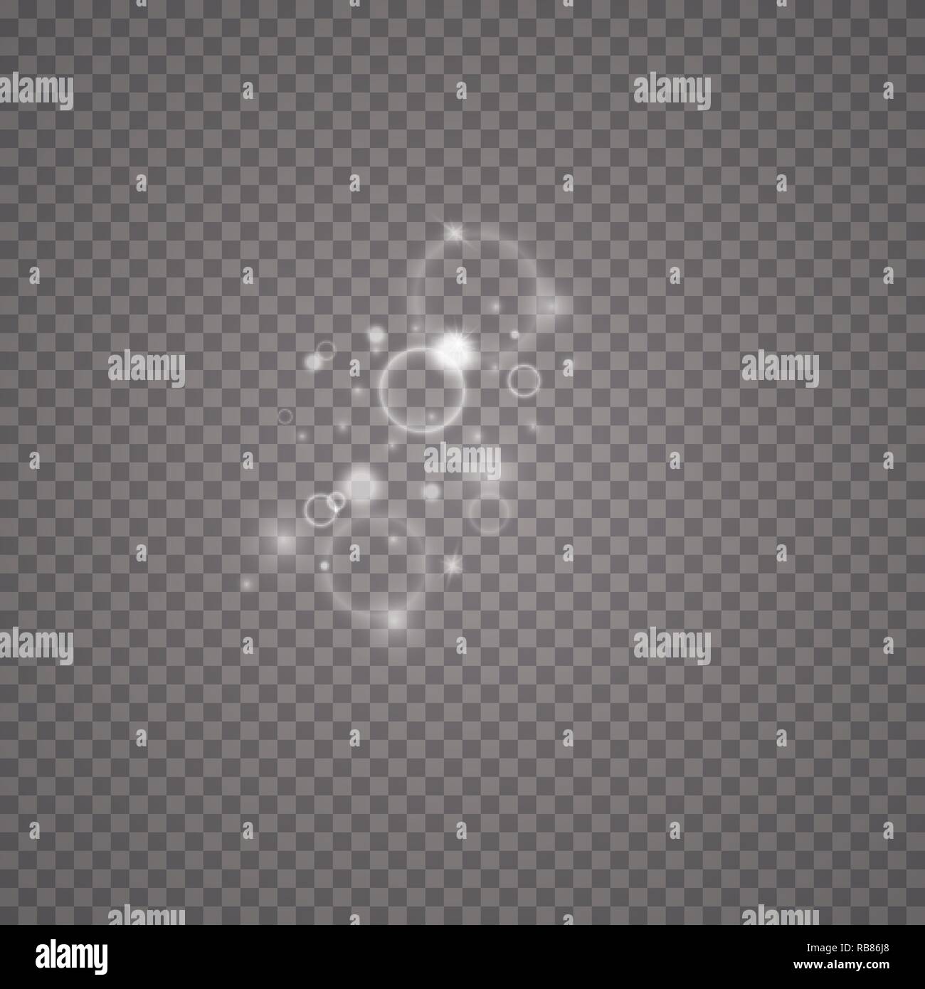 Leuchtet auf transparentem Hintergrund. Magic Konzept. Vektor weiß glitter Wave abstrakte Darstellung. White Star Dust trail funkelnder Partikel isoliert Stock Vektor