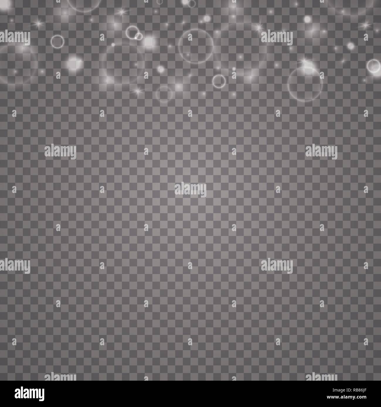 Leuchtet auf transparentem Hintergrund. Magic Konzept. Vektor weiß glitter Wave abstrakte Darstellung. White Star Dust trail funkelnder Partikel isoliert Stock Vektor