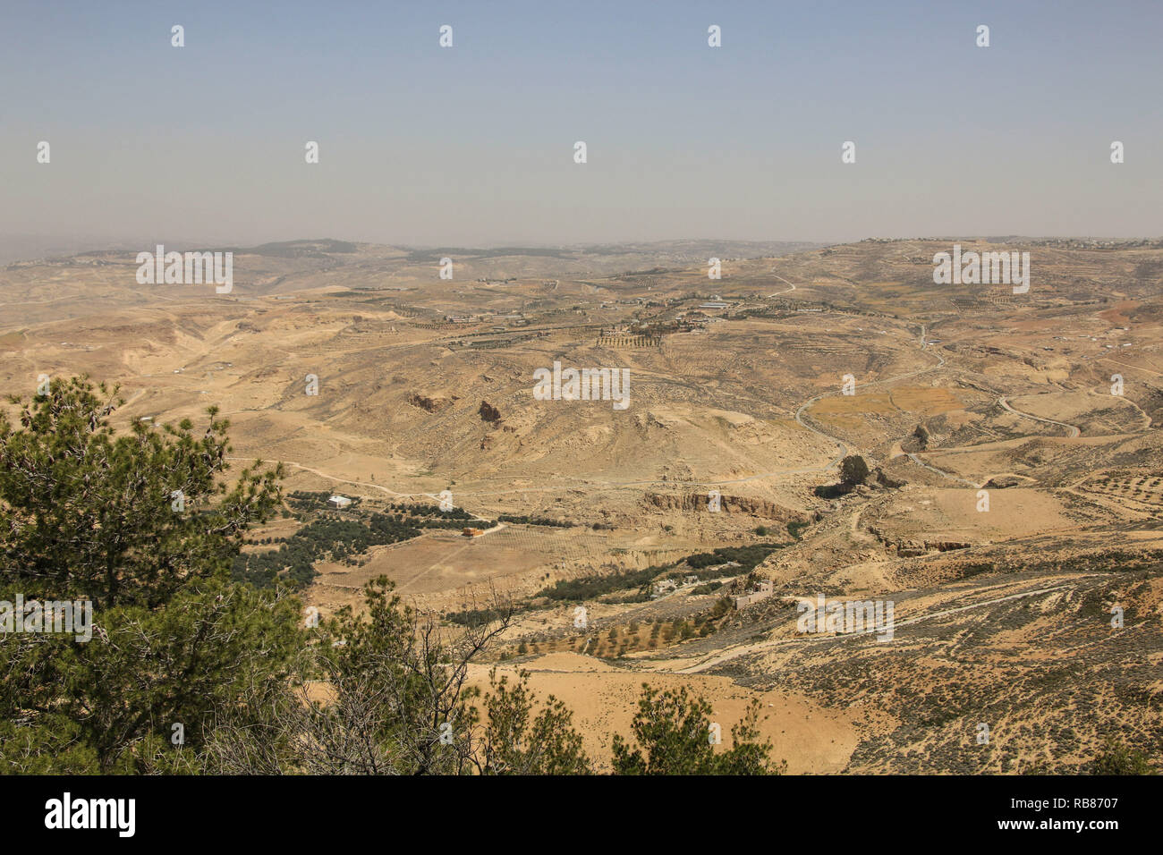 Panorama vom Berg Nebo in Jordanien, wo Moses das Gelobte Land gesehen Stockfoto