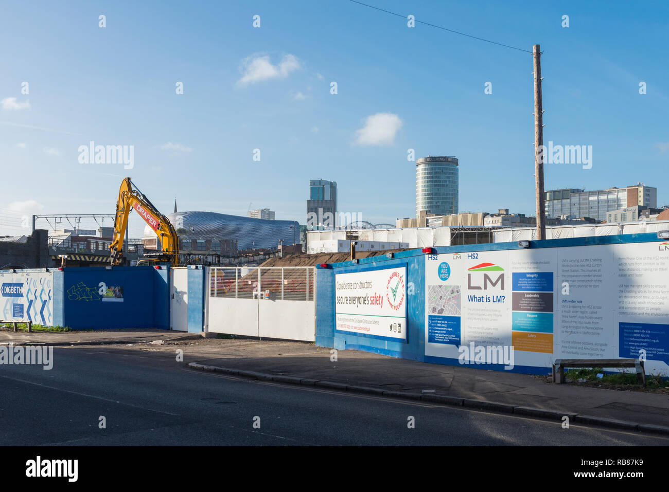 Die Bauarbeiten auf dem Gelände der HS2 Bahnhof in die Eastside, Birmingham Stockfoto