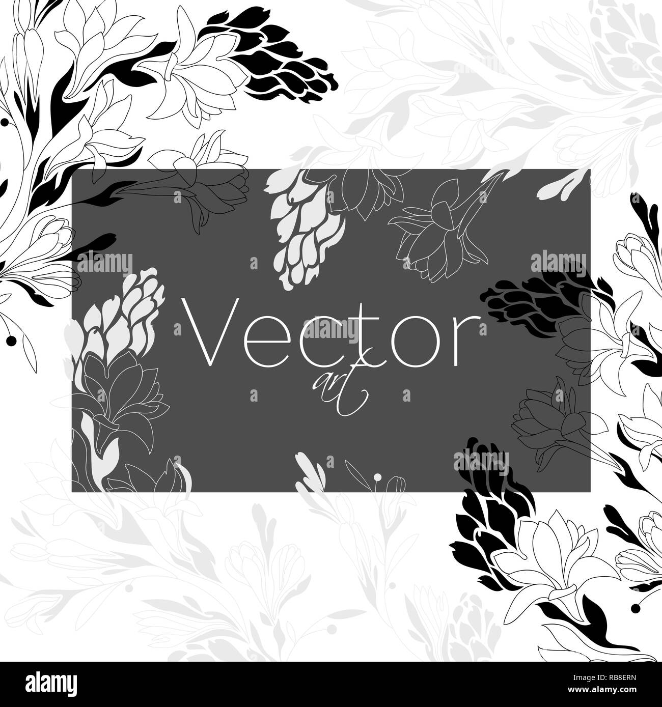 Vorlage Hintergrund, Vektor blumen Kunst, Schwarz und Weiß Stock Vektor